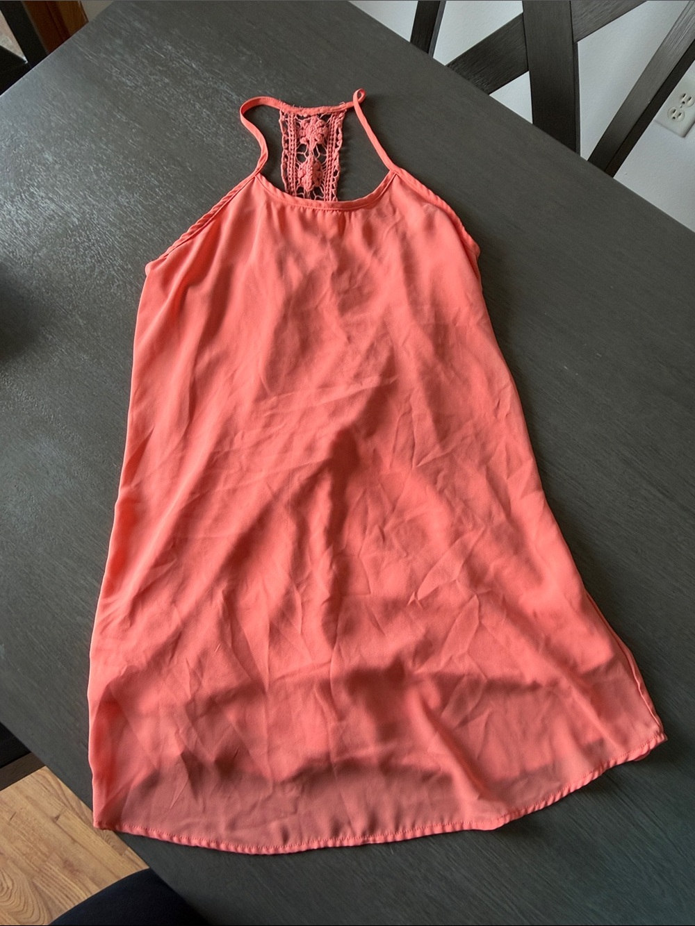Alya Coral Racerback Slip Dress with Lace Detail